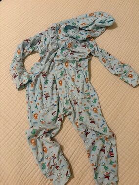 Magnetic Me Light Blue Animal Print Hooded One-Piece Footie